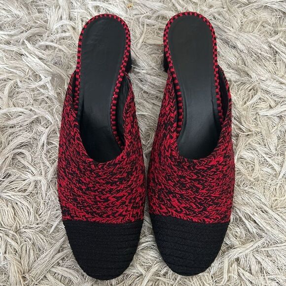 NWOB Antolina Dorina Knit Colorblock Block-Heel Mules Black/Red $575 Sz 39.5/9.5 - Picture 6 of 11